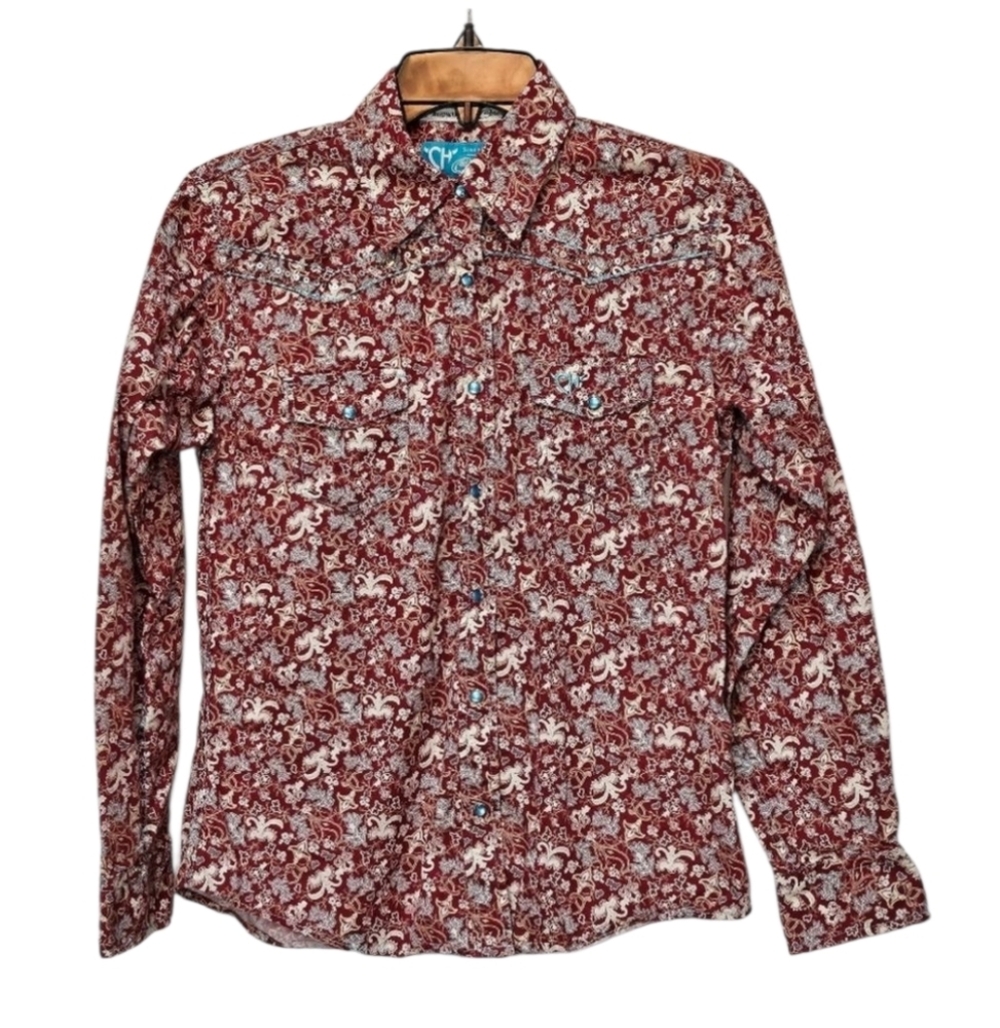 Cowgirl Hardware Snap Up Embroidered Shirt 100% Cotton Size XL 14/16